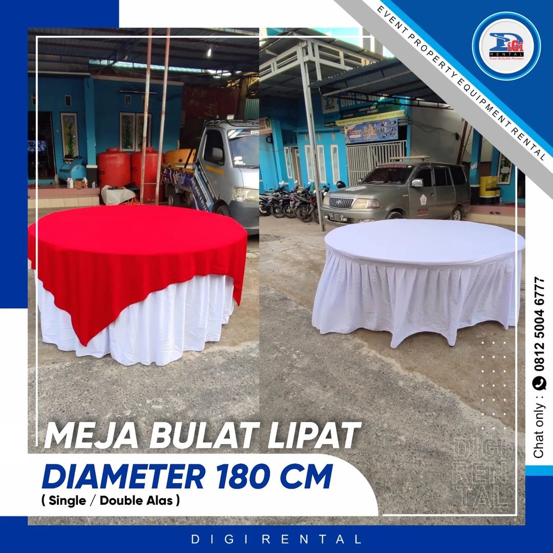 Foto Taplak Meja Bulat Lipat putih