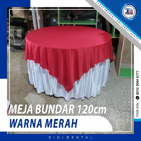 Foto Taplak Meja Bundar 120cm Warna Merah