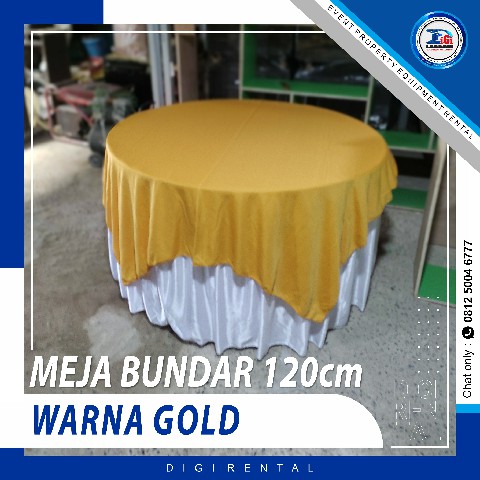Foto Taplak Meja Bundar 120cm Warna Gold